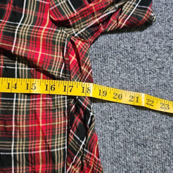 J Jill Top Shirt Womens Small Petite Red Plaid Long Sleeve V Neck Button Classic - Picture 5 of 9